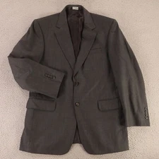 Jos A Bank Jacket M Gray Black Houndstooth Micro Check 100% Wool Blazer 40R