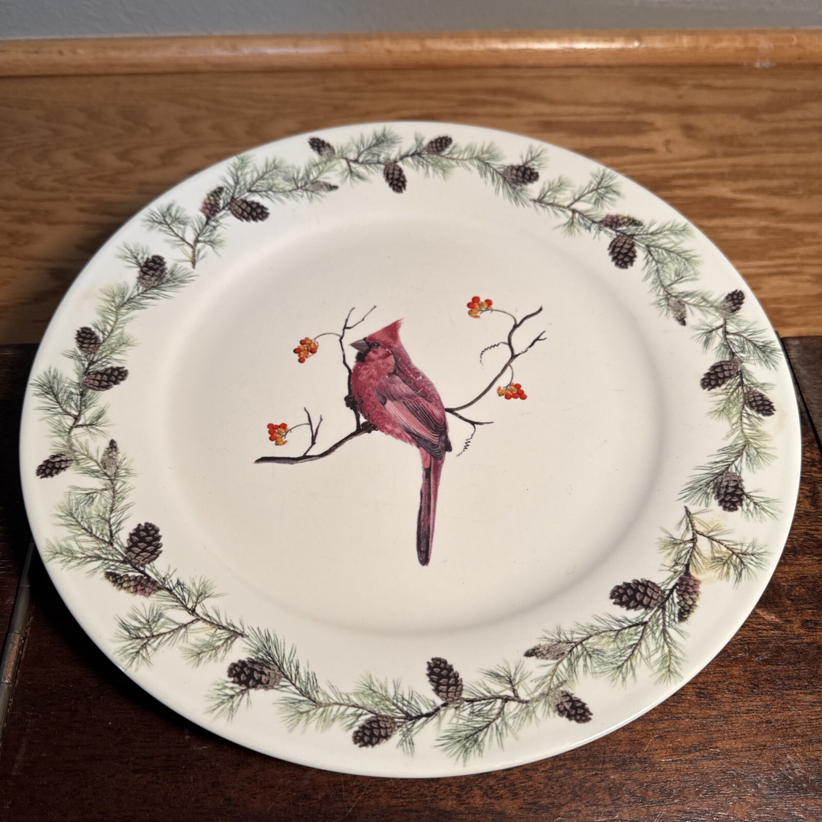 1 Replacement Sonoma Home Goods Red Cardinal Bird Winter Christmas Dinner Plate