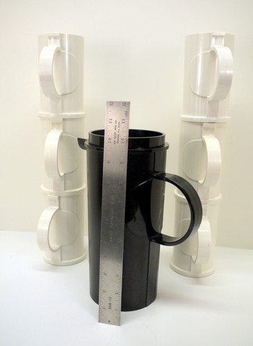 VTG DANSK Gunner Cyren 1970s Plastic MELAMINE 1 Pitcher 6 Mugs MoD Black White - Picture 11 of 14