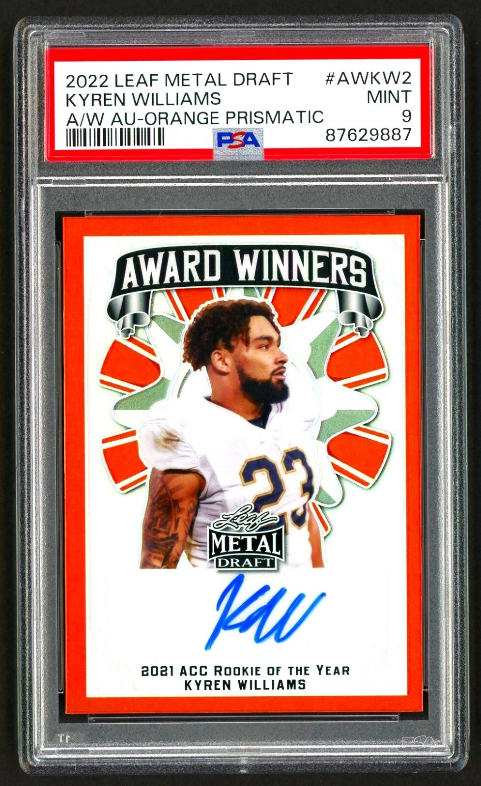 Kyren Williams Leaf Metal Draft Award Winners Autographs #AWKW2 Orange Prismatic