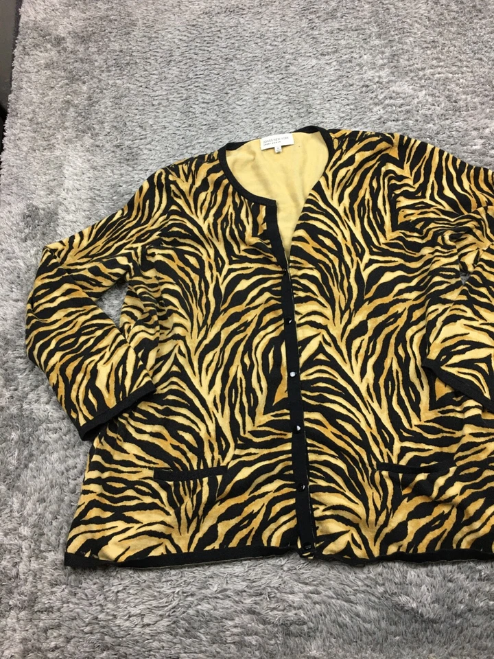 Jones New York Cárdigan Suéter Mujer Talla 3X Guepardo Animal Estampado Deporte Foto 3 de 4
