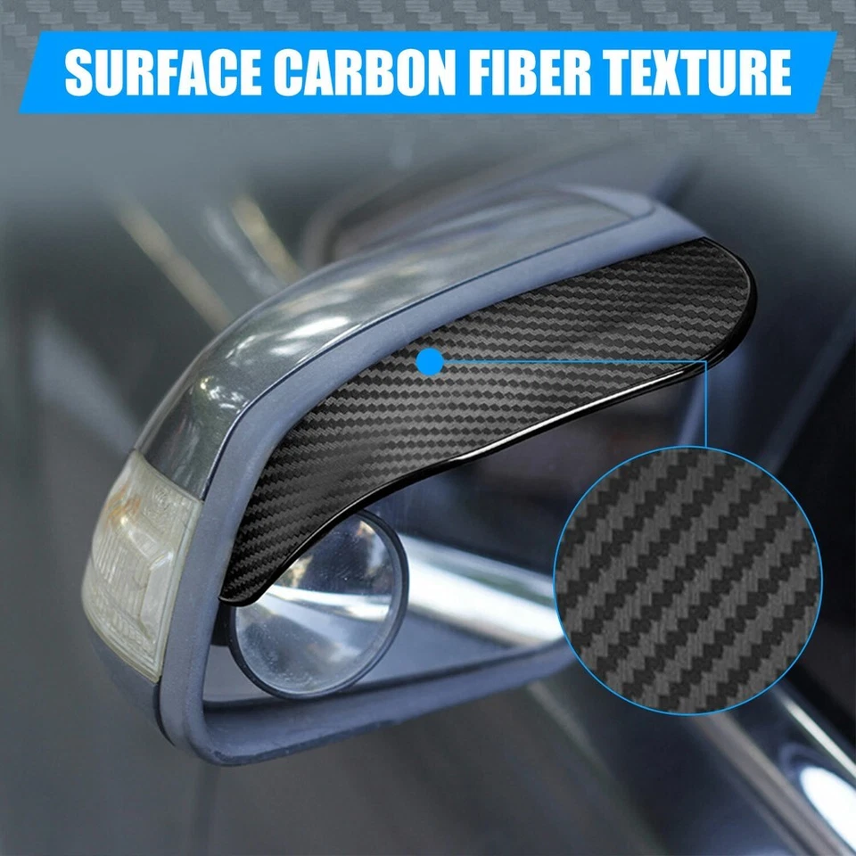 2 PIEZAS Espejo Grueso Fibra de Carbono Lluvia Deflector/Visor, Protege Lluvia, Ayuda a la Vista Foto 2 de 4