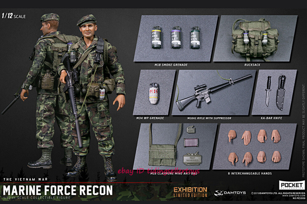 DAMTOYS 1/12 POCKET ELITE SERIES Marine Force Recon in Vietnam NO