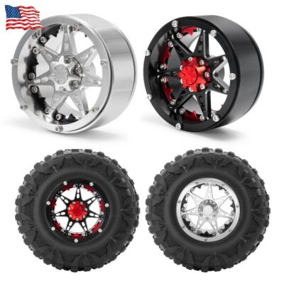 2.2'' Beadlock Wheel Rim Tire Set For 1/10 RC Rock Crawler Axial SCX10 90046 Car