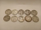 lot of 10 Half Dollars 7 Walking Liberty And 3 Franklin  90 % Silver