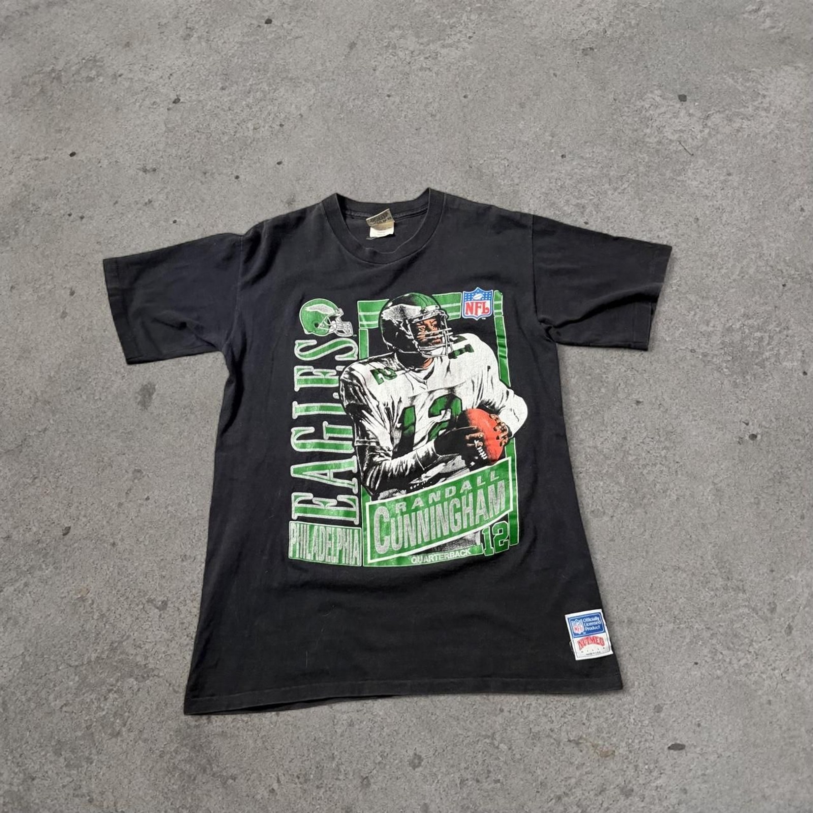 1990s Vintage NFL Philadelphia Eagles Randall Cunningham Black T-Shirt Large