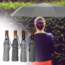 Automatic Folding Umbrella 10 Ribs Packable Plaid Men Women Business Umbrella