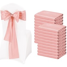 50Pcs Satin Chair Sashes Ties, Rose Gold Satin Chair Sashes Bows Chair Cover ...
