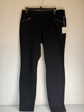 A New Day Black Ponte Pant Women's L Pull On Slim Leg Wide Waistband