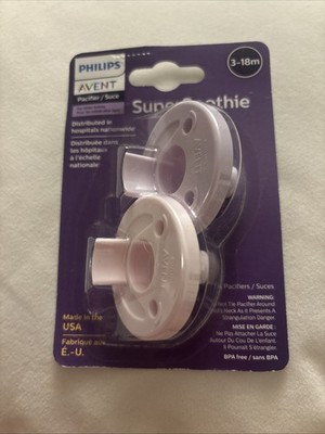 Philips Avent Super Soothie Pacifier Pink & Lavender~ 2 Pack 3-18m New
