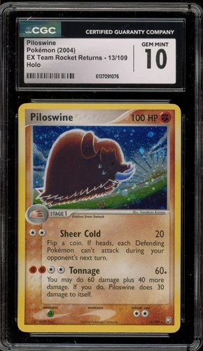 Pokemon Piloswine EX Team Rocket Returns Holo Rare #13 CGC 10 Gem Mint