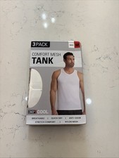 32 Degrees Cool Men's 3-Pack Comfort Mesh Tank T-Shirt, White, Size M
