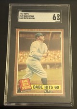 1962 Topps Babe Ruth Hits 60 Babe Ruth Special SGC EX NM-6