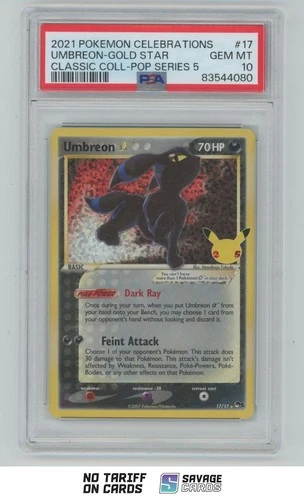 2021 Pokemon Celebrations Collection Umbreon GOLD STAR PSA 10 #17/17