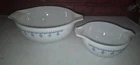 PYREX 2 pc SNOWFLAKE Blue & White GARLAND Cinderella Mixing Bowls 441 + 443 NrMt