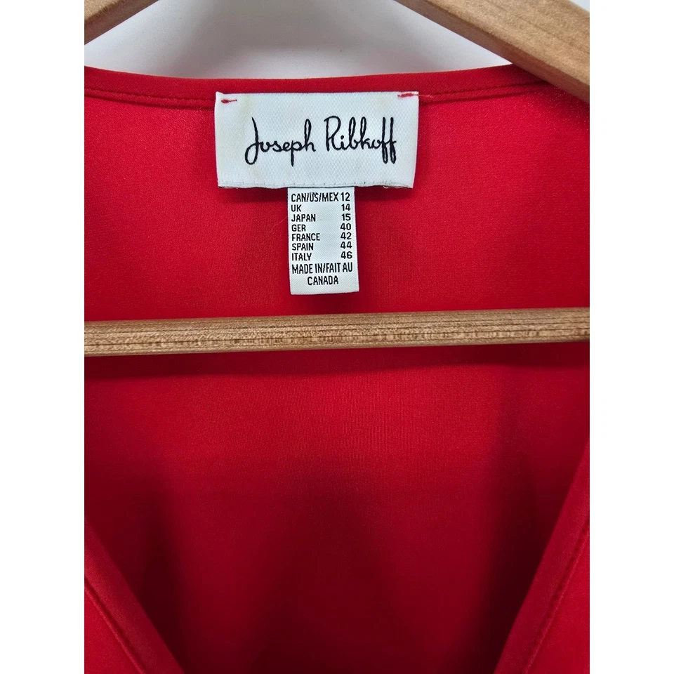 Camisa Top Joseph Ribkoff Roja Manga Larga Frente Acanalado Mujer Talla 12 Foto 2 de 4