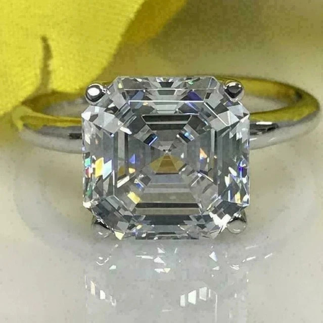 2Ct Asscher Cut Lab Created Diamond Solitaire Women's Ring 14K White Gold Plated