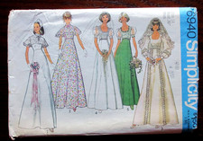 Vintage 1975 Bride Wedding Dress Sz. 14, Simplicity 6940 Sewing Pattern UNCUT