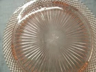 Vtg Anchor Hocking MISS AMERICA Pink 12" Footed Cake Plate Server Depression Era