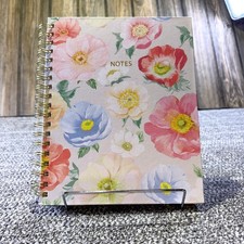 Floral Spiral Notebook Gold Twin Wire Bound Lined Journal Multi Color Poppies