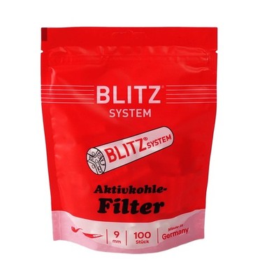 2 Bags BLITZ SYSTEM Activated Carbon Filter, 9mm Diameter, 100 Stand Up Pouch