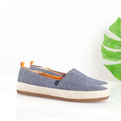 Mulo Mens Espadrille Slip On Shoes Size 9.5 Blue Linen Handmade Portugal Resort