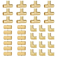 3/4 Inch PEX Fittings 36-Pack 12 Each Elbow Tee Coupling No Lead Brass