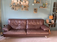 Leather 3 Seater Sofa by Ligne Roset In Chocolate Brown Good Condition