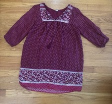 Old Navy Mini Dress Women’s Large Red Floral Print Vneck 3/4 Sleeve Lined Boho