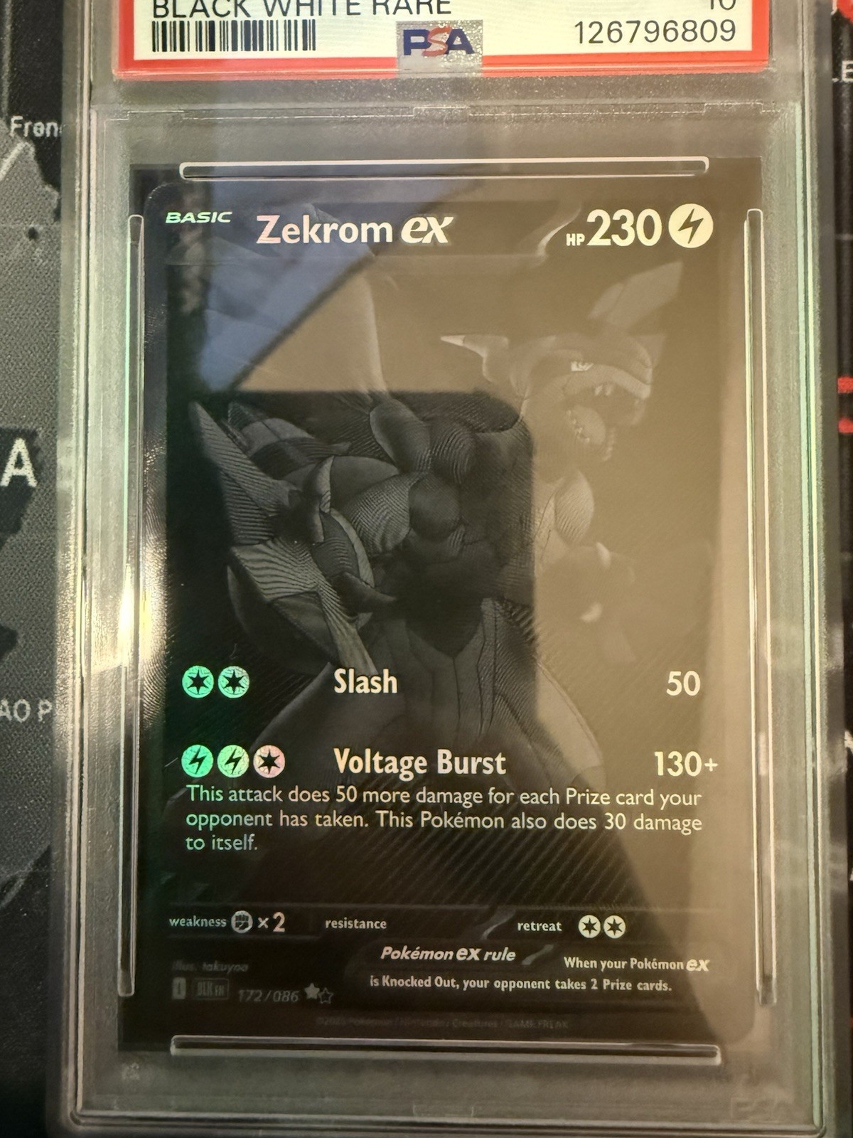 ZEKROM EX PSA 10 2025 POKEMON SV BLACK BOLT BLK EN #172/086 BLACK WHITE RARE 758