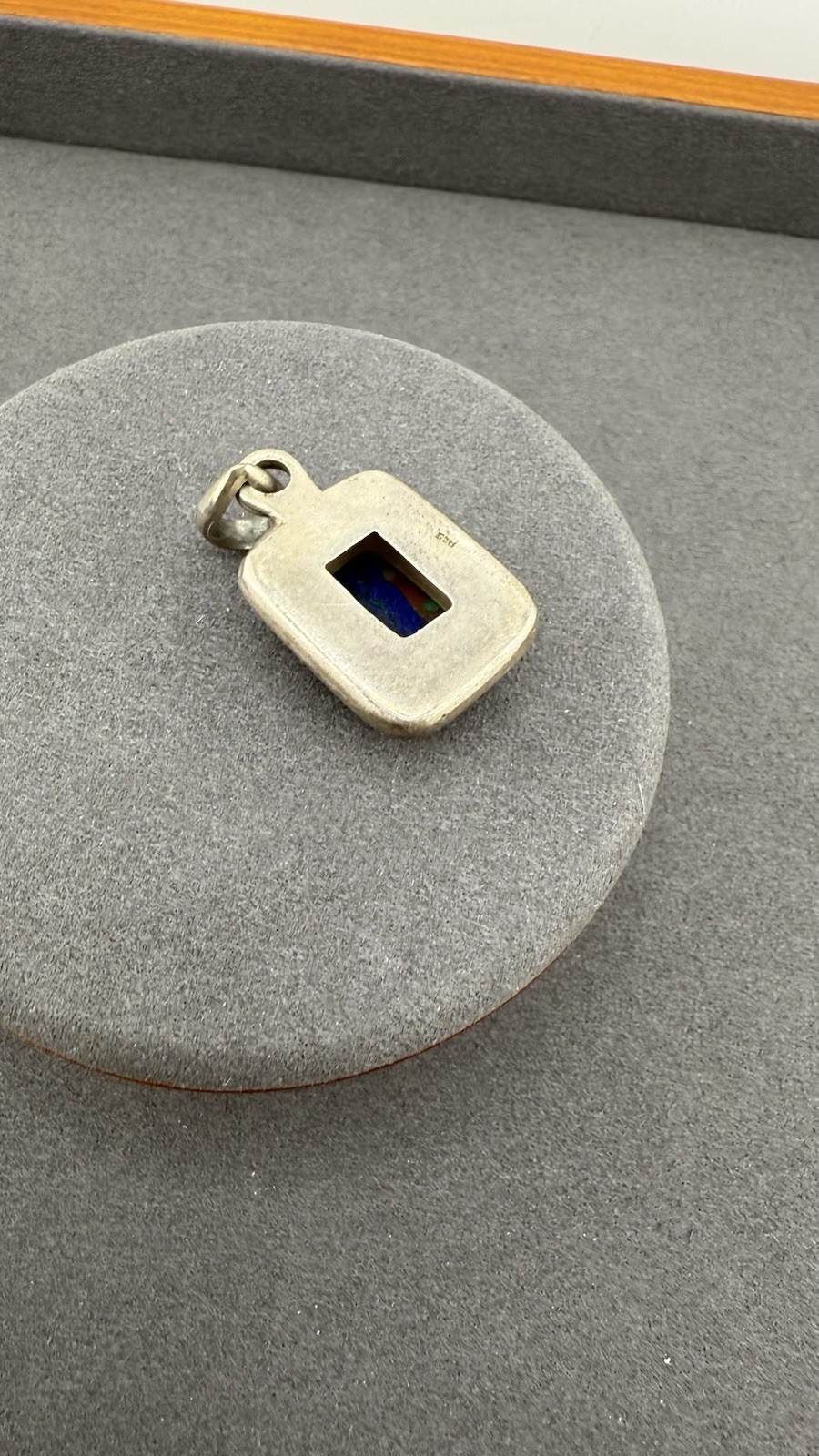 925 Sterling Silver Rectangular Blue Opal-Look Pe… - image 4