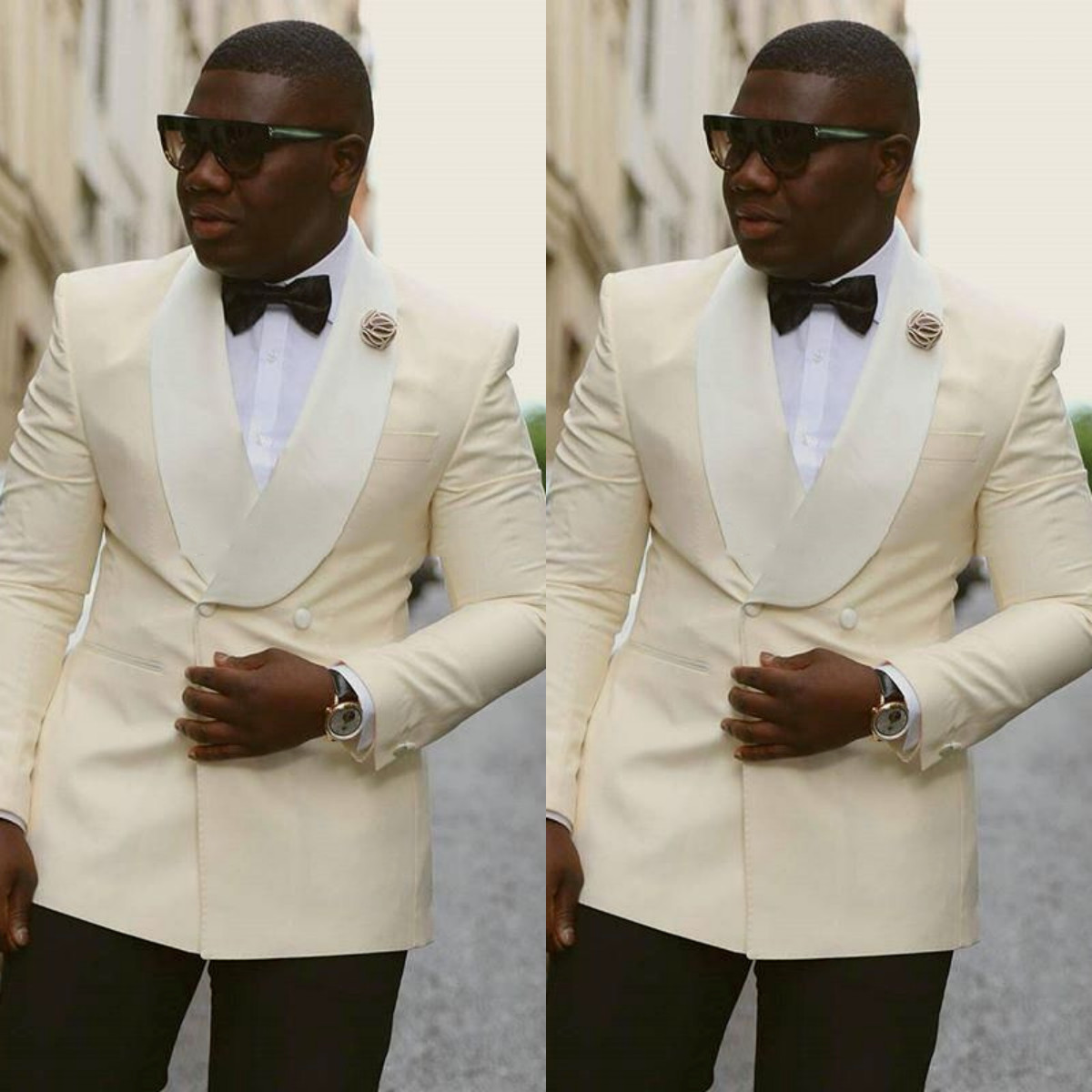 Ivory Men Jacket Tuxedo Shawl Lapel Formal Wedding Suits Groomman Outfits 2Pcs