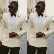 Ivory Men Jacket Tuxedo Shawl Lapel Formal Wedding Suits Groomman Outfits 2Pcs