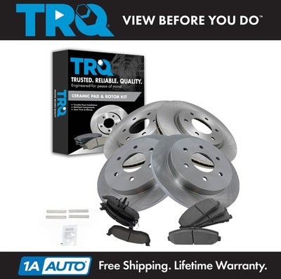 TRQ Rotor & Brake Pad Posi Ceramic Front & Rear Set for Nissan Armada Titan