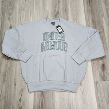 Under Armour Sweater Men's L Gray UA Icon Heavyweight Terry Oversized Crew New