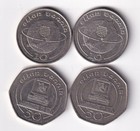 Isle of Man 10 & 50 Pence 4 coins 1988-1990 all different & listed #27