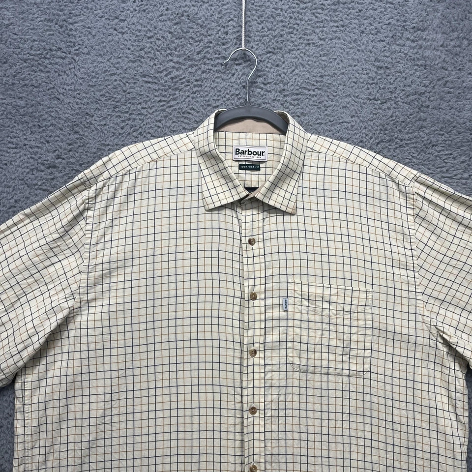 Camisa Barbour Para Hombre XL Beige Cuadros Ajuste Cómodo Algodón Manga Larga Informal Foto 3 de 4