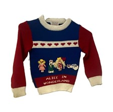 Harlequin Designs Alice in Wonderland Kids 6 Acrylic Knit Colorblock Sweater
