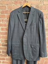 Ermenegildo Zegna Men  s Suit, Trofeo 600, Sz 52 IT, Gunmetal Box Plaid Wool/Silk