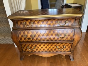 THEODORE ALEXANDER BOMBAY PARQUETRY CHEST PREOWNED