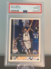 Tim Duncan 1997 Topps Basketball Rookie Card #115 PSA 10. rookie card picture