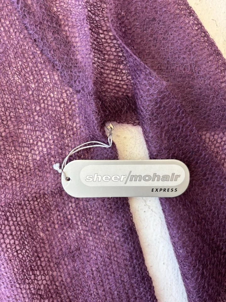 Y2K 全新带标签 Express 开放式针织透明马海毛秋装毛衣紫色 S — 第 3/4 张图片
