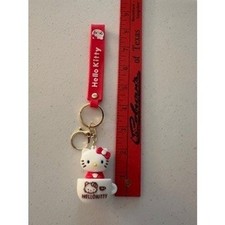 Sanrio Hello Kitty Teacup Keychain Red Wristlet Strap 3D Figure Bag Charm