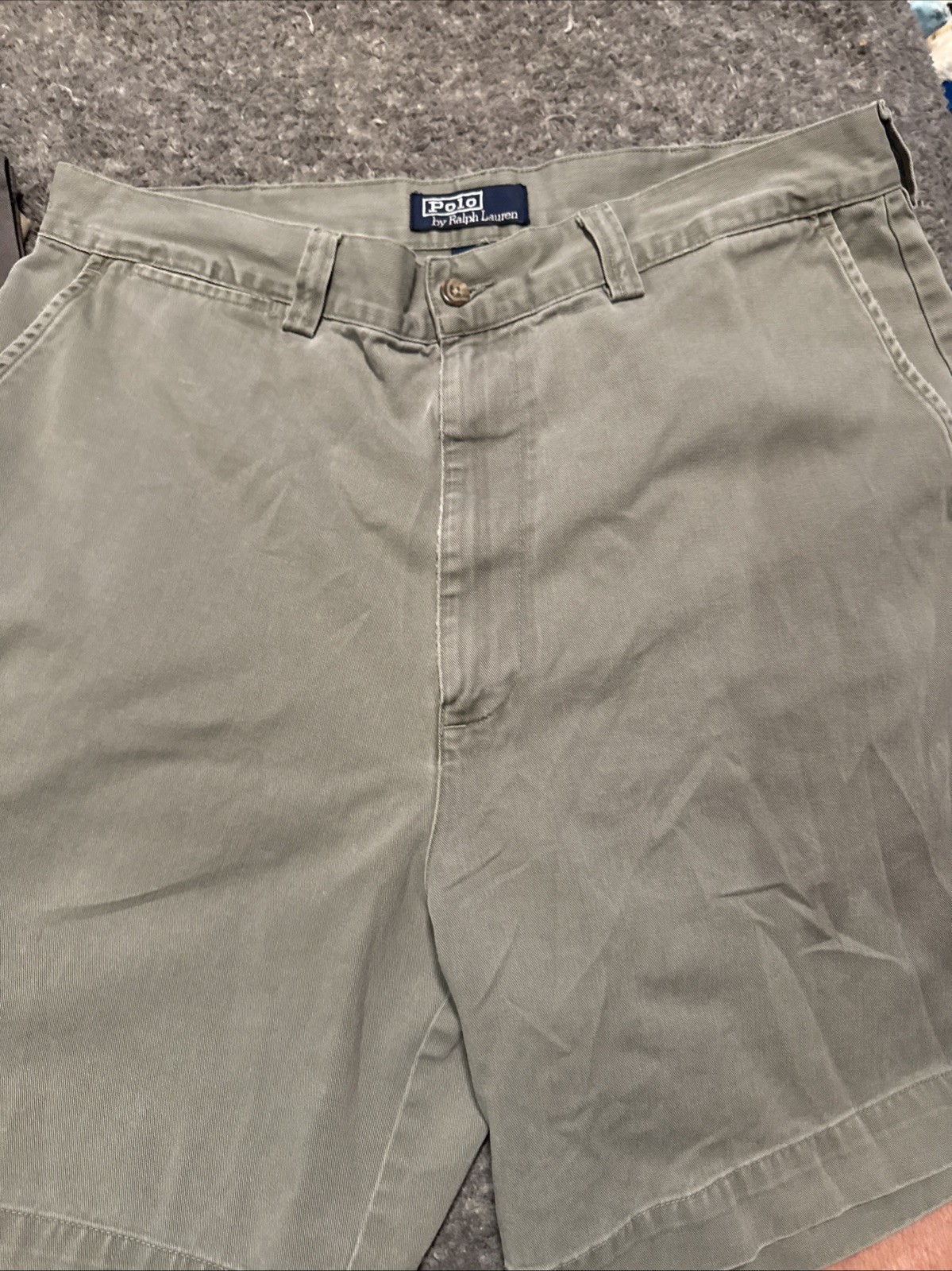 Vintage Polo Ralph Lauren Philip Shorts Mens 36 Army  Green Khaki Chino Summer