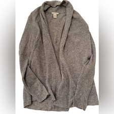 White Warren Sweater 100 Cashmere Gray Open Front Shawl Collar Cardigan XS