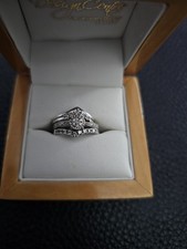 3 X 9ct Silver Diamond Ring Set Engagement, Wedding,Eternity Size L