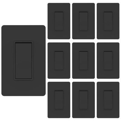 #ad Matte Black Single Pole Decorator Light Switch with Screwless Wall Plate 15 $38.22