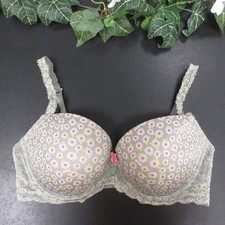 PINK Victoria's Secret Women's Gray Floral Pink 36D Push Up Underwire Bra