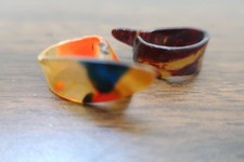 2 Vintage 1950s Fingerpicks Picks Banjo Dobro Pedal Lap Steel Brown & Yellow