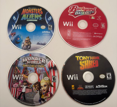 Wii Lot WORKING: Backyard Baseball, Monsters Aliens, Tony Hawk, Amusement Park.